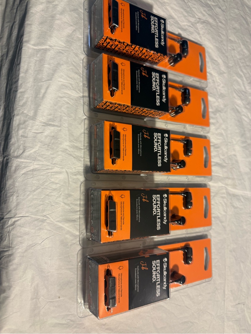 Skullcandy Black Wired Earbuds Pack of 6 with Orange Retail Packaging